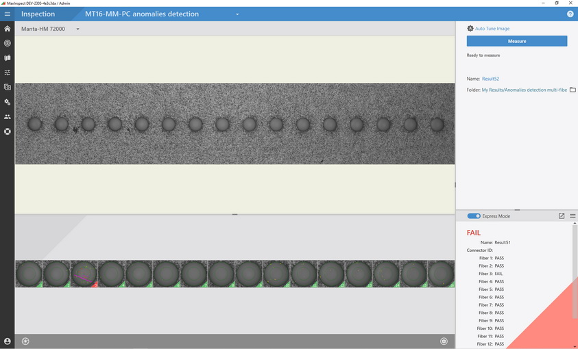 Test result for a 16-fiber MPO connector